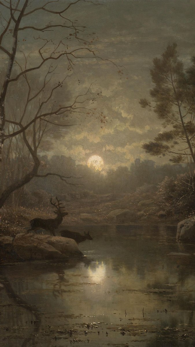 Forest Landscape in the Moonlight by Georg Eduard Otto Saal